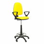 Tabouret Aýna taburete Contact permament de base Tissu Jaune Structure polyamide noire Accoudoirs fixes Sans appui-tête Roulettes en nylon 50 mm