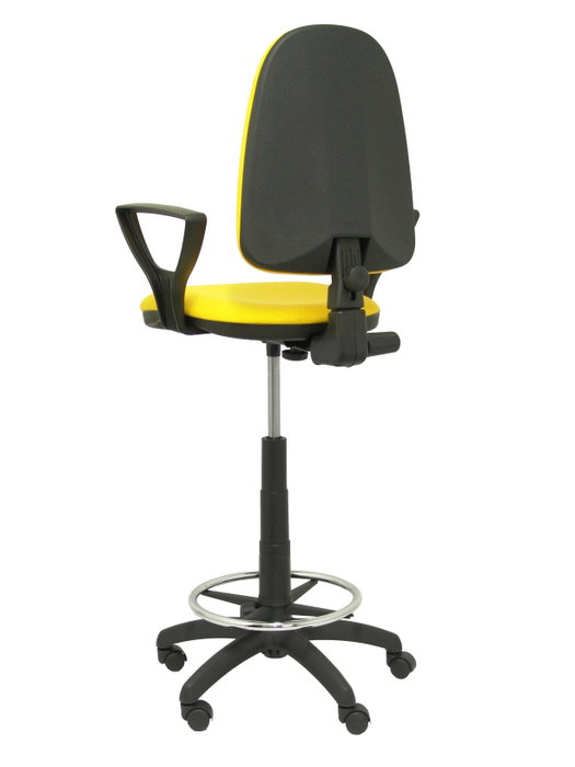 Tabouret Aýna taburete Contact permament de base Tissu Jaune Structure polyamide noire Accoudoirs fixes Sans appui-tête Roulettes en nylon 50 mm