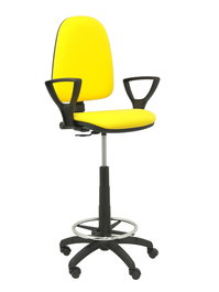 Tabouret Aýna taburete Contact permament de base Tissu Jaune Structure polyamide noire Accoudoirs fixes Sans appui-tête Roulettes en nylon 50 mm