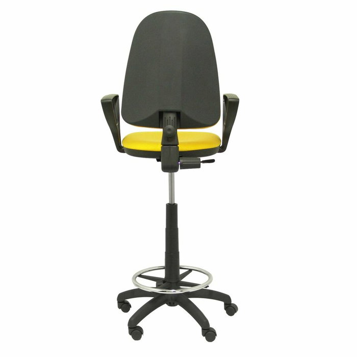 Tabouret Aýna taburete Contact permament de base Tissu Jaune Structure polyamide noire Accoudoirs fixes Sans appui-tête Roulettes en nylon 50 mm