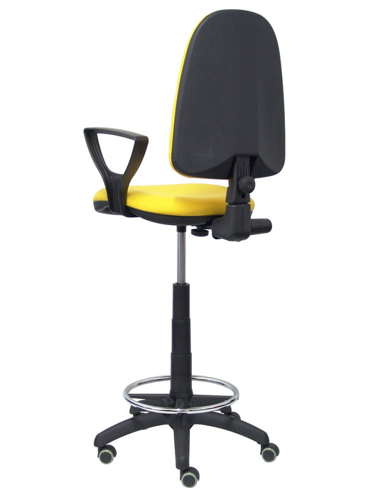 Tabouret Aýna taburete Contact permament de base Tissu Jaune Structure polyamide noire Accoudoirs fixes Sans appui-tête Roulettes pour moquette
