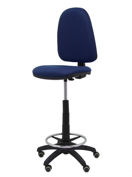 Tabouret Aýna taburete Contact permament de base Tissu Bleu foncé Structure polyamide noire Sans accoudoirs Sans appui-tête Roulettes pour moquette