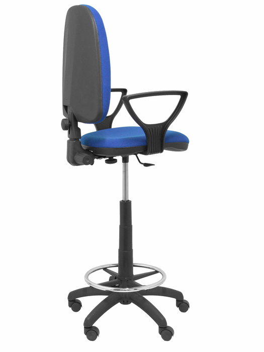 Tabouret Aýna taburete Contact permament de base Tissu Bleu Structure polyamide noire Accoudoirs fixes Sans appui-tête Roulettes en nylon 50 mm