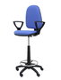 Tabouret Aýna taburete Contact permament de base Tissu Bleu clair Structure polyamide noire Accoudoirs fixes Sans appui-tête Roulettes en nylon 50 mm