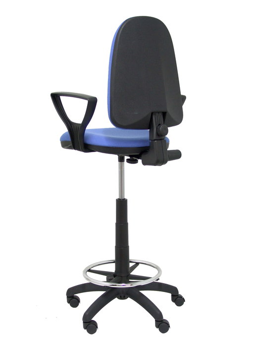 Tabouret Aýna taburete Contact permament de base Tissu Bleu clair Structure polyamide noire Accoudoirs fixes Sans appui-tête Roulettes en nylon 50 mm