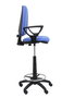 Tabouret Aýna taburete Contact permament de base Tissu Bleu clair Structure polyamide noire Accoudoirs fixes Sans appui-tête Roulettes en nylon 50 mm