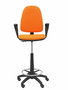 Tabouret Aýna taburete Contact permament de base Tissu Orange Structure polyamide noire Accoudoirs fixes Sans appui-tête Roulettes en nylon 50 mm