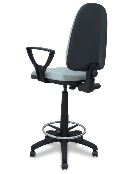 Tabouret Aýna taburete Contact permament de base Tissu Gris Structure polyamide noire Accoudoirs fixes Sans appui-tête Roulettes pour moquette