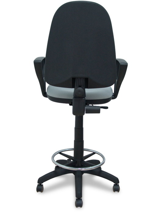 Tabouret Aýna taburete Contact permament de base Tissu Gris Structure polyamide noire Accoudoirs fixes Sans appui-tête Roulettes pour moquette