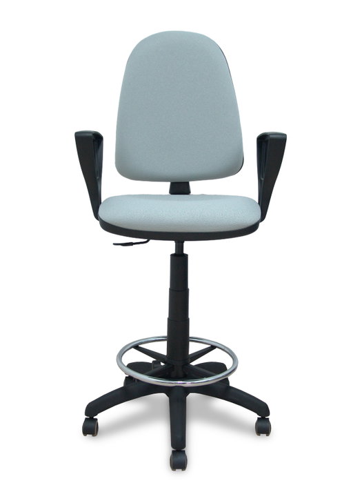Tabouret Aýna taburete Contact permament de base Tissu Gris Structure polyamide noire Accoudoirs fixes Sans appui-tête Roulettes pour moquette
