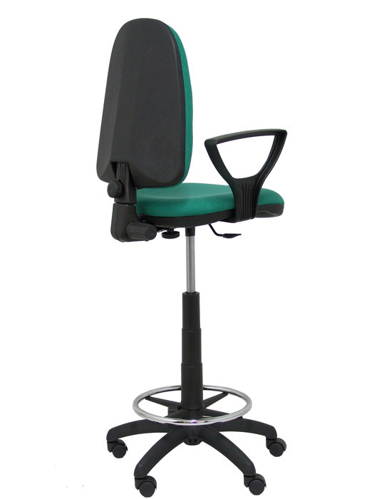 Tabouret Aýna taburete Contact permament de base Tissu Vert émeraude Structure polyamide noire Accoudoirs fixes Sans appui-tête Roulettes en nylon 50 mm