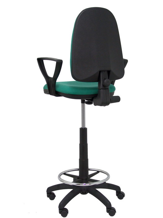 Tabouret Aýna taburete Contact permament de base Tissu Vert émeraude Structure polyamide noire Accoudoirs fixes Sans appui-tête Roulettes en nylon 50 mm