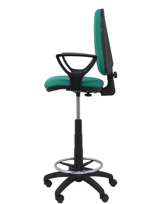 Tabouret Aýna taburete Contact permament de base Tissu Vert émeraude Structure polyamide noire Accoudoirs fixes Sans appui-tête Roulettes en nylon 50 mm