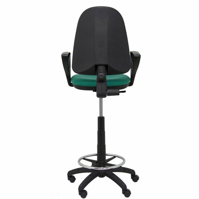 Tabouret Aýna taburete Contact permament de base Tissu Vert émeraude Structure polyamide noire Accoudoirs fixes Sans appui-tête Roulettes en nylon 50 mm