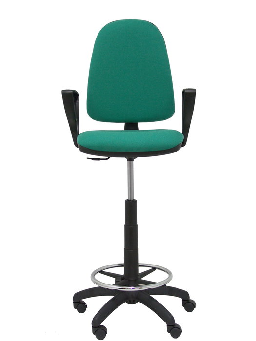 Tabouret Aýna taburete Contact permament de base Tissu Vert émeraude Structure polyamide noire Accoudoirs fixes Sans appui-tête Roulettes en nylon 50 mm