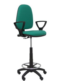 Tabouret Aýna taburete Contact permament de base Tissu Vert émeraude Structure polyamide noire Accoudoirs fixes Sans appui-tête Roulettes en nylon 50 mm