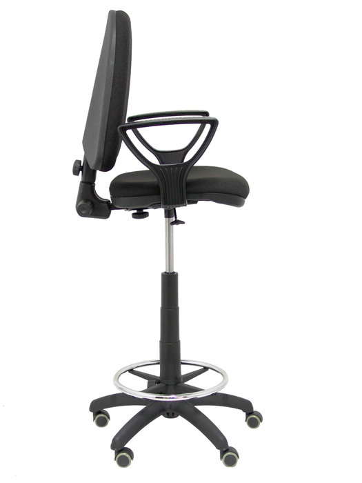 Tabouret Aýna taburete Contact permament de base Tissu Noir Structure polyamide noire Accoudoirs fixes Sans appui-tête Roulettes pour moquette