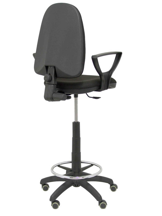 Tabouret Aýna taburete Contact permament de base Tissu Noir Structure polyamide noire Accoudoirs fixes Sans appui-tête Roulettes pour moquette