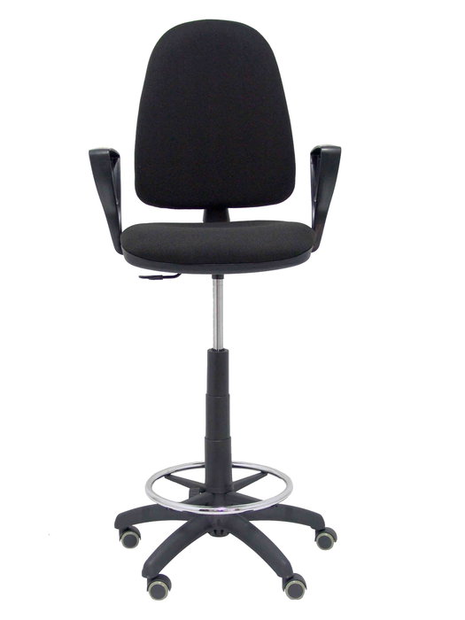 Tabouret Aýna taburete Contact permament de base Tissu Noir Structure polyamide noire Accoudoirs fixes Sans appui-tête Roulettes pour moquette