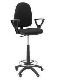 Tabouret Aýna taburete Contact permament de base Tissu Noir Structure polyamide noire Accoudoirs fixes Sans appui-tête Roulettes pour moquette