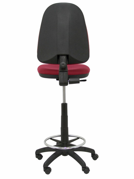 Tabouret Aýna taburete Contact permament de base Tissu Bordeaux Structure polyamide noire Sans accoudoirs Sans appui-tête Roulettes en nylon 50 mm