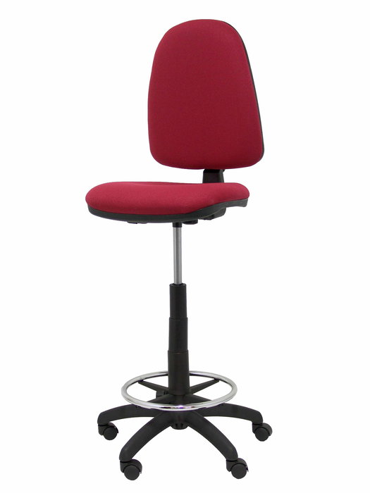 Tabouret Aýna taburete Contact permament de base Tissu Bordeaux Structure polyamide noire Sans accoudoirs Sans appui-tête Roulettes en nylon 50 mm