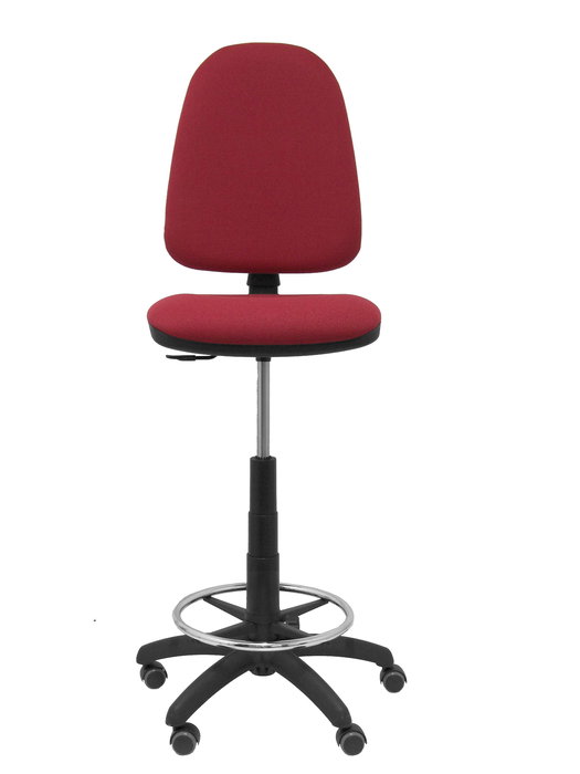 Tabouret Aýna taburete Contact permament de base Tissu Bordeaux Structure polyamide noire Sans accoudoirs Sans appui-tête Roulettes pour moquette