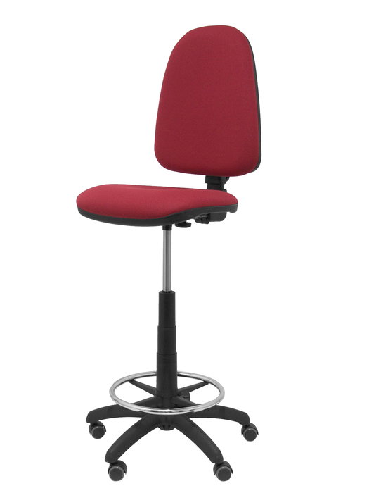 Tabouret Aýna taburete Contact permament de base Tissu Bordeaux Structure polyamide noire Sans accoudoirs Sans appui-tête Roulettes pour moquette