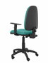 Chaise de bureau Aýna avec mécanisme de contact permanent de base, rembourrée de tissu turquoise. Équipée d'une base en polyamide noir, d'accoudoirs 1D et de roulettes en nylon de 50 mm.