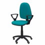 PIQUERAS Y CRESPO Chaise de bureau Aýna turquoise avec accoudoirs fixes et roulettes parquet