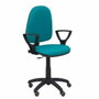 PIQUERAS Y CRESPO Chaise de bureau Aýna turquoise avec accoudoirs fixes et roulettes parquet