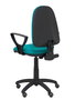 Chaise de bureau Aýna avec mécanisme Contact permanent de base, rembourrée de tissu couleur turquoise. Équipée d'une base en polyamide noir, d'accoudoirs fixes et de roulettes pour parquet