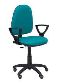 PIQUERAS Y CRESPO Chaise de bureau Aýna turquoise avec accoudoirs fixes et roulettes parquet