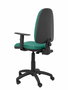 Chaise de bureau Aýna avec mécanisme Contact permanent de base, rembourrée de tissu vert émeraude. Équipée d'une base en polyamide noir, d'accoudoirs 1D et de roulettes en nylon de 50 mm