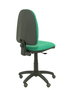 Chaise de bureau Aýna avec mécanisme Contact permanent de base, rembourrée de tissu vert émeraude. Équipée d'une base en polyamide noir, sans accoudoirs et avec des roulettes pour parquet