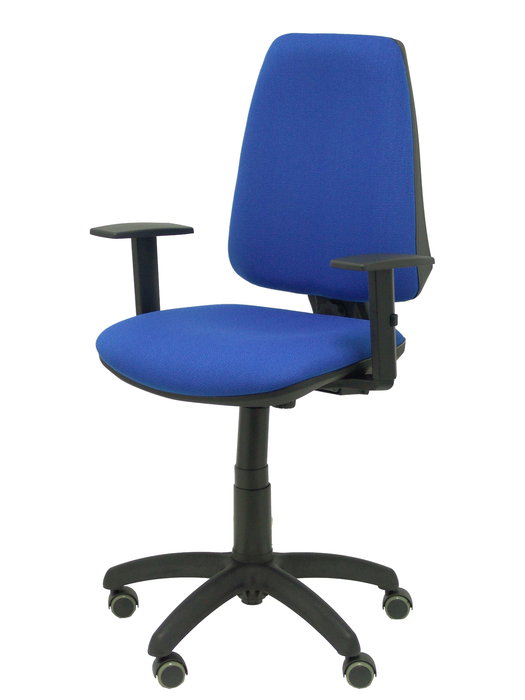 Chaise Elche Contact permament de base Tissu Bleu Structure polyamide noire Accoudoir 1D Sans appui-tête Roulettes pour moquette