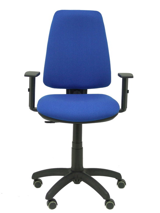 Chaise Elche Contact permament de base Tissu Bleu Structure polyamide noire Accoudoir 1D Sans appui-tête Roulettes pour moquette