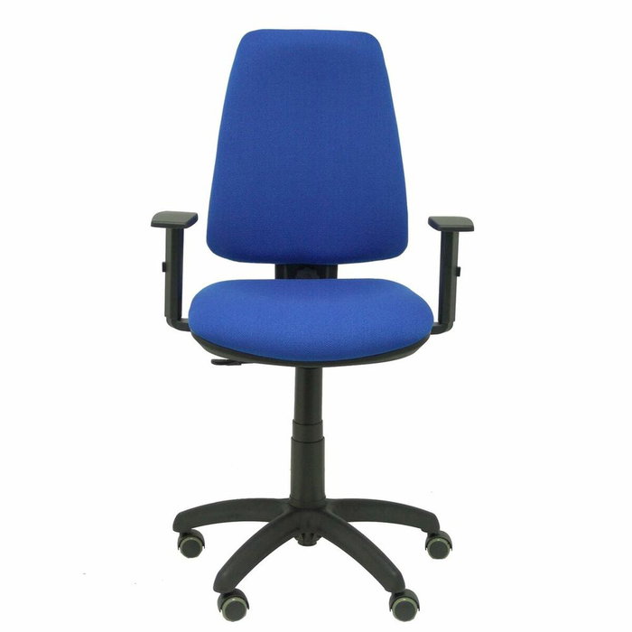Chaise Elche Contact permament de base Tissu Bleu Structure polyamide noire Accoudoir 1D Sans appui-tête Roulettes pour moquette