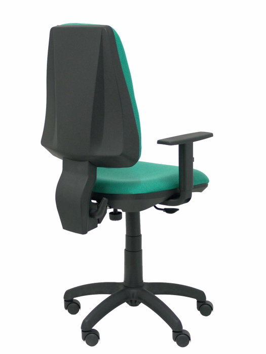 Chaise Elche Contact permament de base Tissu Vert émeraude Structure polyamide noire Accoudoir 1D Sans appui-tête Roulettes en nylon 50 mm