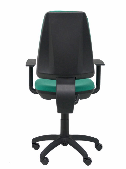 Chaise Elche Contact permament de base Tissu Vert émeraude Structure polyamide noire Accoudoir 1D Sans appui-tête Roulettes en nylon 50 mm