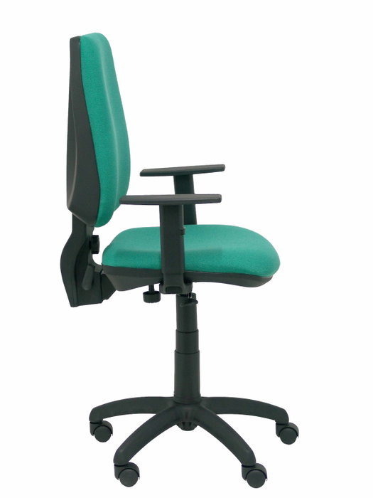 Chaise Elche Contact permament de base Tissu Vert émeraude Structure polyamide noire Accoudoir 1D Sans appui-tête Roulettes en nylon 50 mm