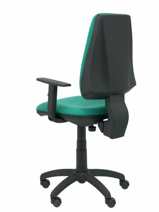 Chaise Elche Contact permament de base Tissu Vert émeraude Structure polyamide noire Accoudoir 1D Sans appui-tête Roulettes en nylon 50 mm