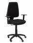 Chaise Elche Contact permament de base Tissu Noir Structure polyamide noire Accoudoir 1D Sans appui-tête Roulettes pour moquette