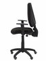 Chaise Elche Contact permament de base Tissu Noir Structure polyamide noire Accoudoir 1D Sans appui-tête Roulettes pour moquette