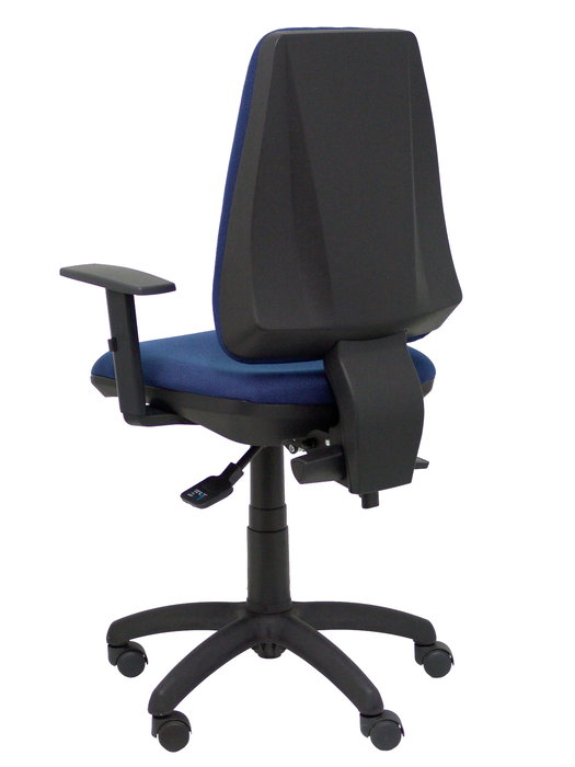 Chaise Elche Asynchrone Tissu Bleu foncé Structure polyamide noire Accoudoir 1D Sans appui-tête Roulettes en nylon 50 mm