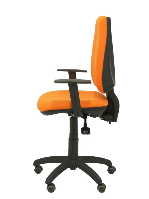 Chaise Elche Asynchrone Tissu Orange Structure polyamide noire Accoudoir 1D Sans appui-tête Roulettes pour moquette