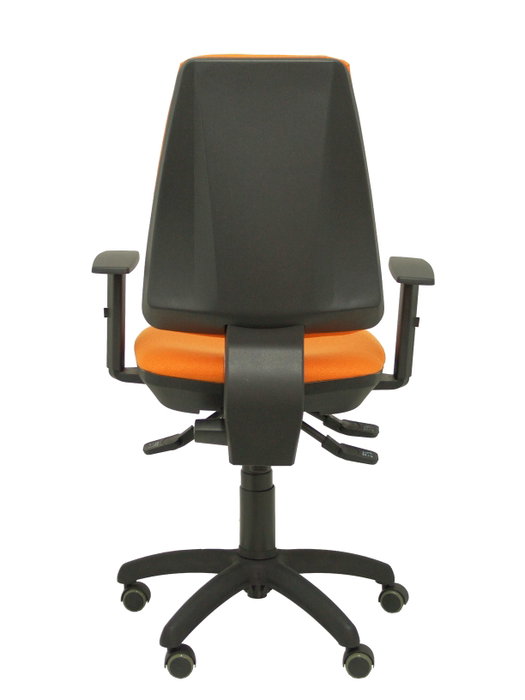 Chaise Elche Asynchrone Tissu Orange Structure polyamide noire Accoudoir 1D Sans appui-tête Roulettes pour moquette