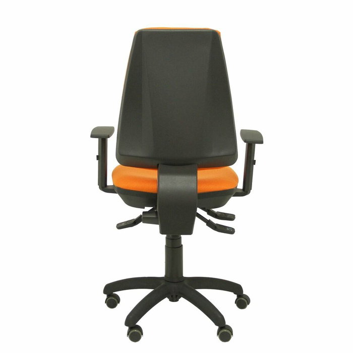 Chaise Elche Asynchrone Tissu Orange Structure polyamide noire Accoudoir 1D Sans appui-tête Roulettes pour moquette