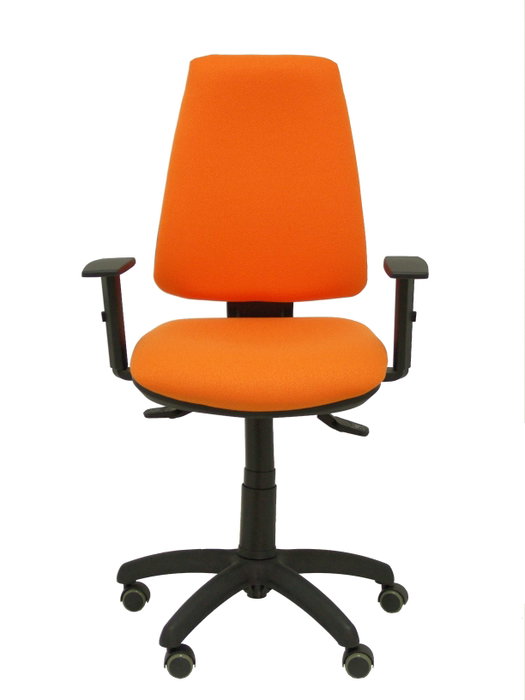 Chaise Elche Asynchrone Tissu Orange Structure polyamide noire Accoudoir 1D Sans appui-tête Roulettes pour moquette