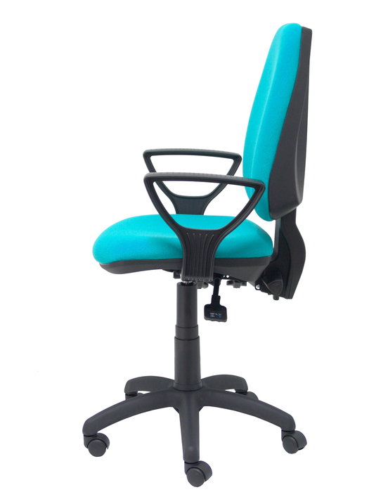 Chaise Elche Asynchrone Tissu Turquoise Structure polyamide noire Accoudoirs fixes Sans appui-tête Roulettes en nylon 50 mm